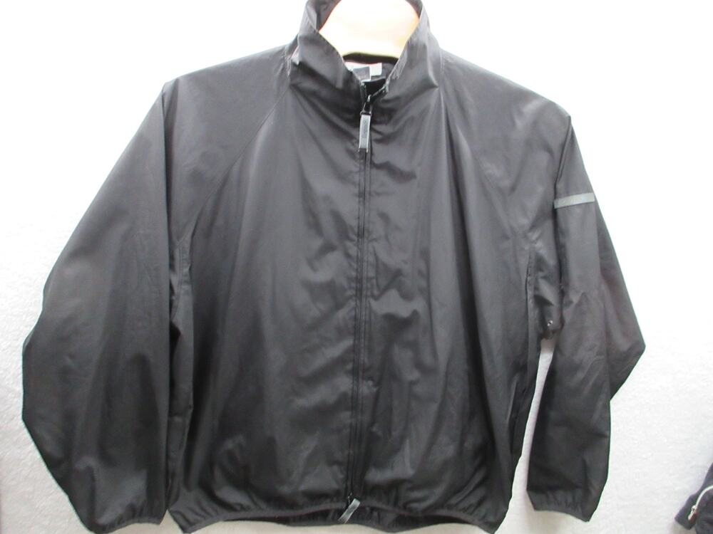 Zegna Sport Jacket Men XXL Black Nylon Windbreaker Zip Pockets Vented Lined